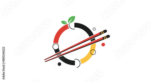 Abstract food icon with chopsticks and rings