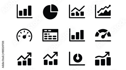 Minimalist business charts and graphs set