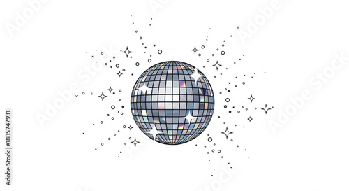 A sparkling disco ball with radiating light effects, perfect for celebrations and retro-themed events