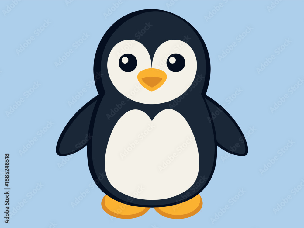Obraz premium Cute Blue Penguin Character, Kawaii Penguin Standing Clipart, Cartoon Arctic Bird Illustration, Adorable Winter Penguin Vector Design, Funny Penguin Mascot Art Drawing, Happy Antarctic Bird Graphic Cl