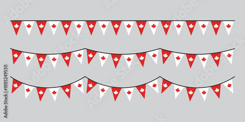 Seamless Canada Flag Party Bunting Border Background – Flat Design Illustration