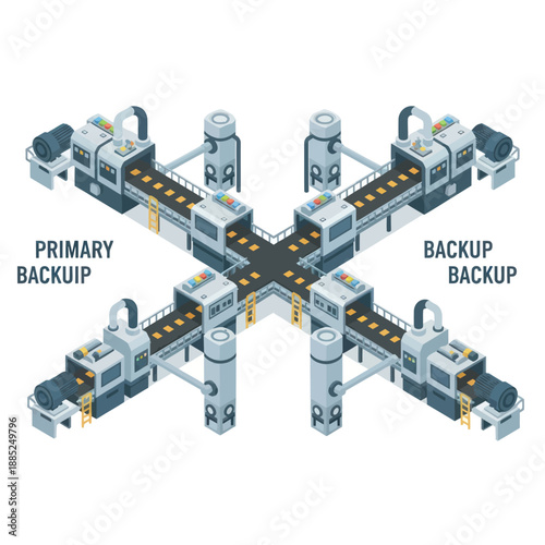 Data Center Server Backup System Illustration.