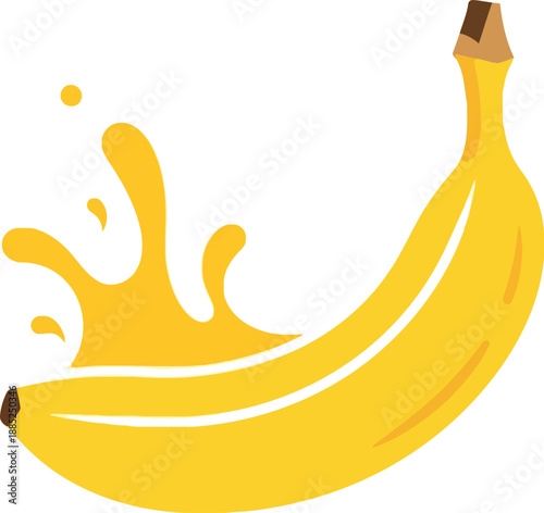 Fresh yellow banana with juice splash vector illustration for healthy food and nutrition concepts