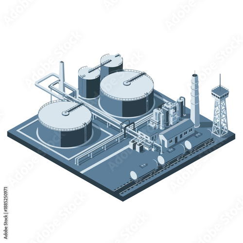 Industrial Facility with Storage Tanks and Equipment.