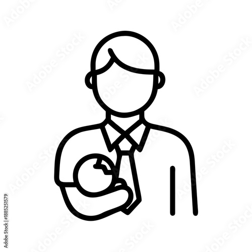 Parental Care Icon: A simple yet elegant illustration depicting a father lovingly cradling an infant, showcasing the bond of parenthood.