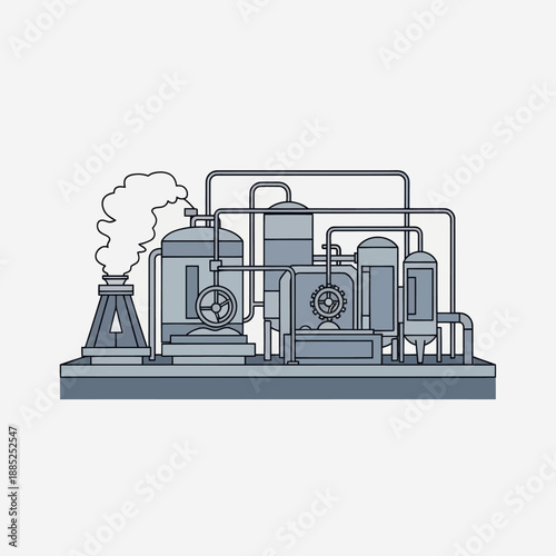 Industrial Machinery with Pipes and Equipment.