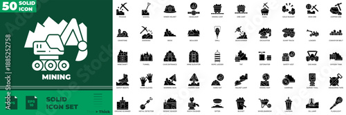 Mining Solid Editable Icons set