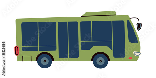 Bus vector illustration in flat cartoon style with friendly look. Public transportation concept for city travel, education materials, kids design, posters, apps, prints, playful urban mood