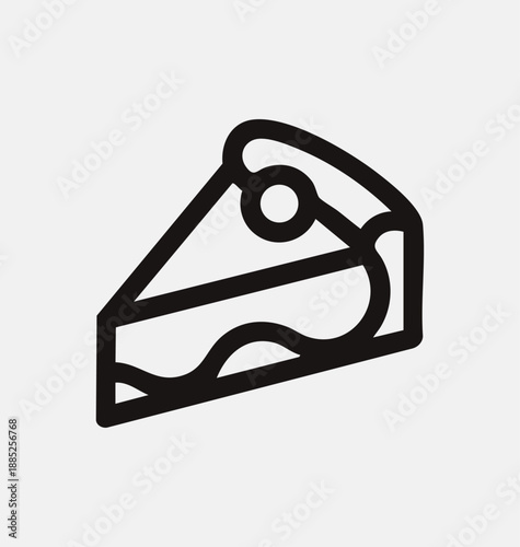 A cheesecake black icon logo on white background, minimalist design, perfect for bakery, dessert, cafe, pastry, food branding, menu design, culinary projects, and graphic design, single vector illustr