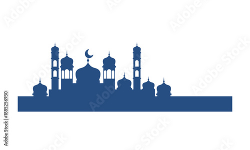 Islamic City Mosque Silhouette Vector for Ramadan and Eid Background
