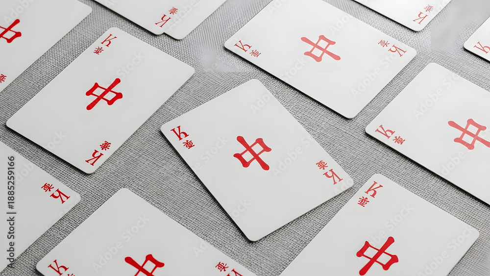 Obraz premium Mahjong tiles scattered on a surface.