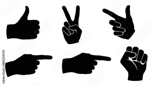 Collection of Hand Gestures Silhouettes.