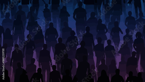 Crowd Silhouettes Abstract Background.