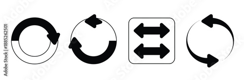 Arrow refresh icons, showcasing reload, rotation, and looping symbols in clean vector style for digital design and navigation interfaces.