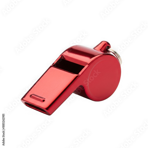 Red whistle isolated on transparent background