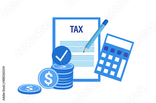 Online tax filing concept, businessman filling tax form documents online 