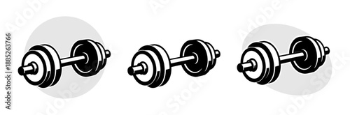 Ilustration of dumbbells for fitness and strength training. Gym station and fitness logo.