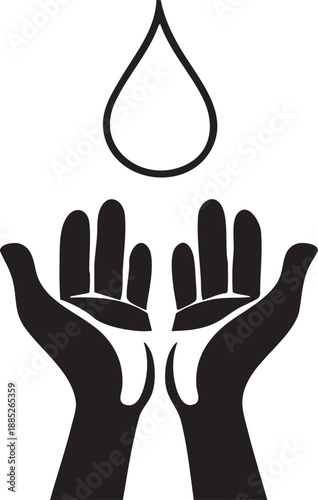 Hands raised with water droplet symbolizing conservation purity and importance of water vector illustration
