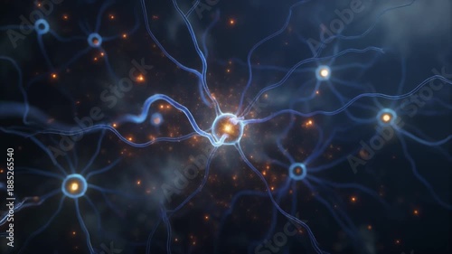 Abstract neural network synapse firing glowing neurons interconnected brain activity concept