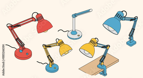 Desk lamps collection colorful adjustable lamps for workspace.