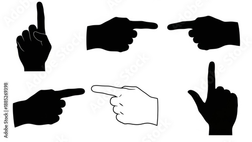 Collection of Hand Gestures Pointing and Indicating Direction.