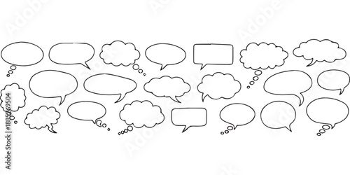 Handdrawn speech bubbles and thought clouds collection 1.