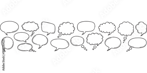 Handdrawn speech bubbles and thought clouds collection 2.