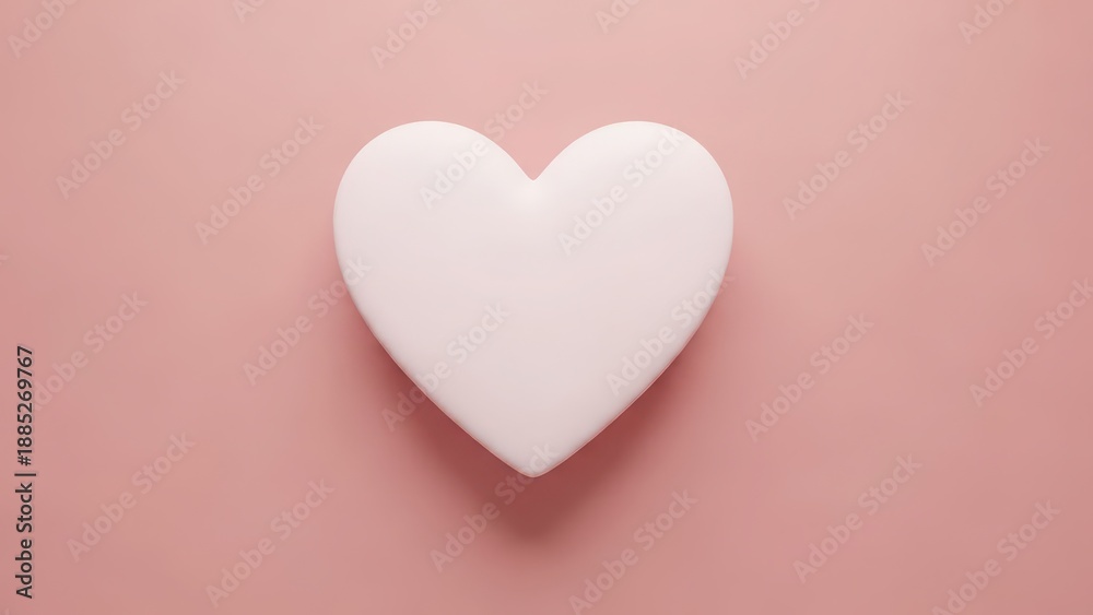 Fototapeta premium White heart on soft pink background symbolizing love and care