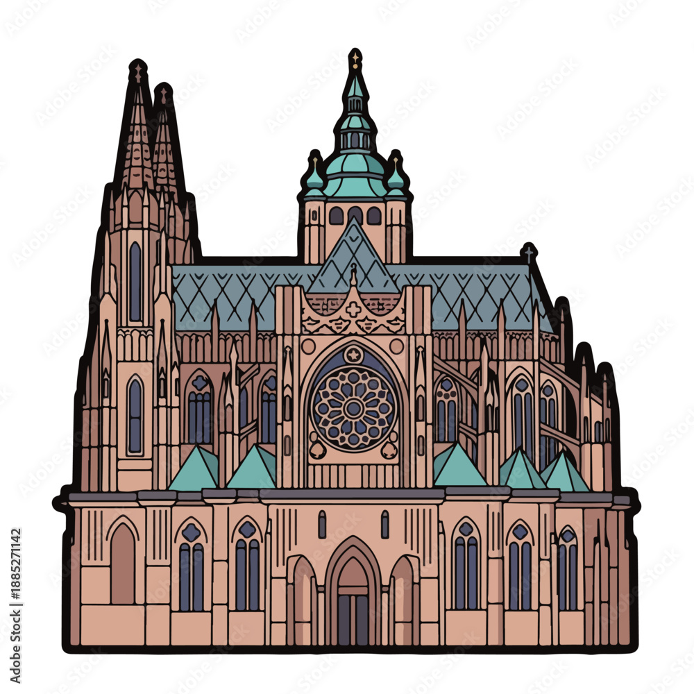 Fototapeta premium A gothic-style cathedral with a large rose window