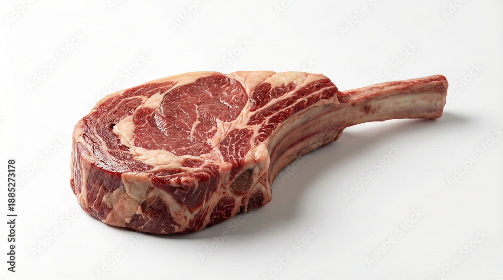 Obraz premium Raw Tomahawk steak isolated on white background