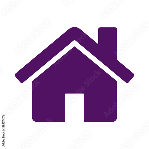 Purple house icon with chimney