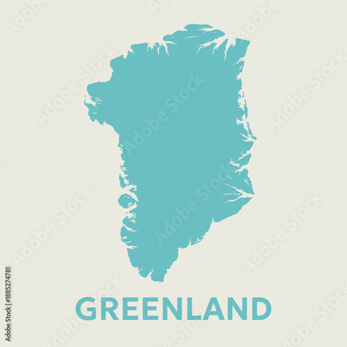 Blue Greenland Map Silhouette With Bold Greenland Text