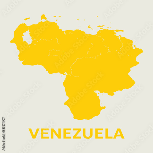 Map Silhouette In Yellow, Geographical Overview Of Venezuela