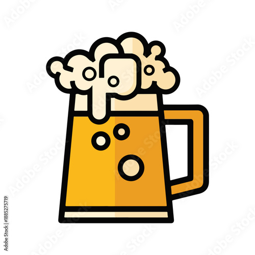 Beer Mug Icon Illustration with Foam Head