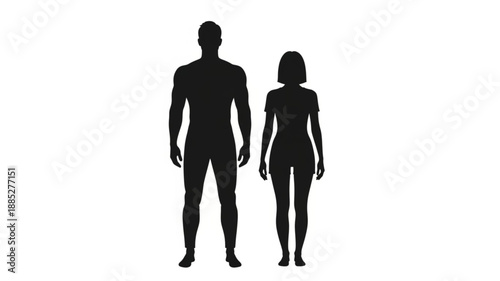 Male and Female Silhouettes Standing Together.