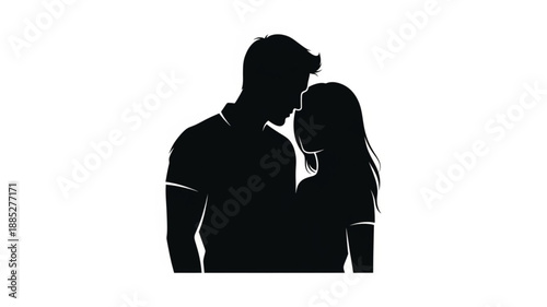 Silhouette of a couple in love facing each other.