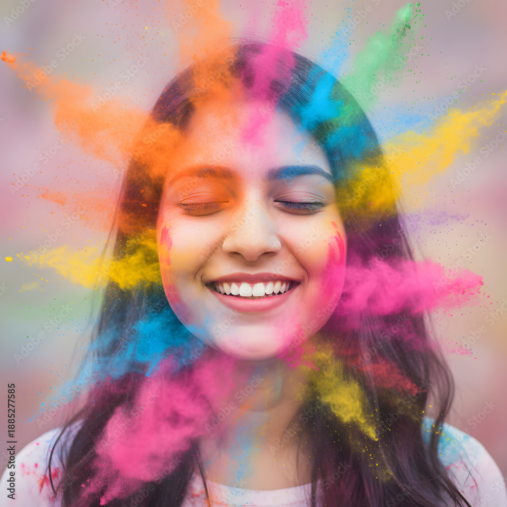 Obraz premium Holi Festival Double Exposure Color Art Concept