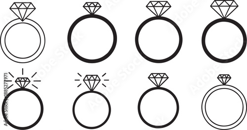 Various diamond ring designs and styles illustration