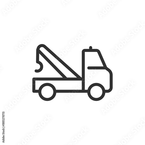 Tow truck, linear icon. Vehicle recovery and roadside assistance. Line with editable stroke.