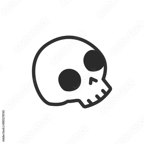 Human skull, linear icon. Danger symbol and mortality warning. Line with editable stroke.