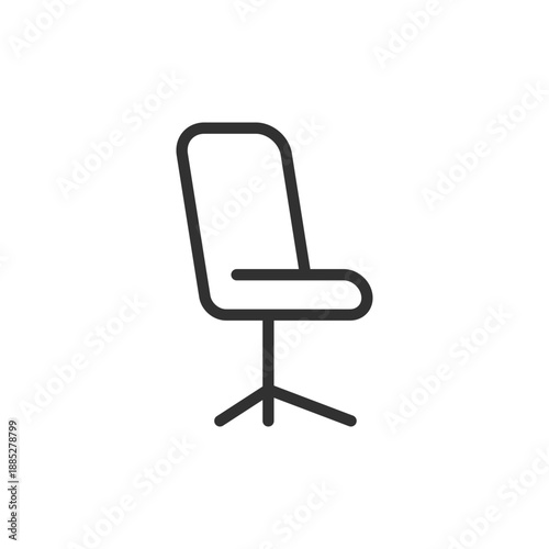 Office chair, linear icon. Seating furniture and ergonomic support. Line with editable stroke.