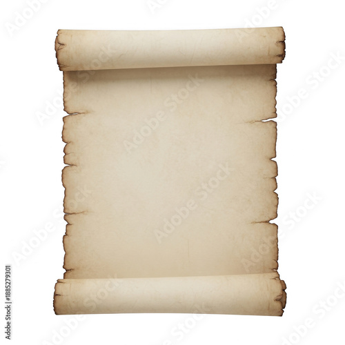 Antique scroll paper isolated on transparent background