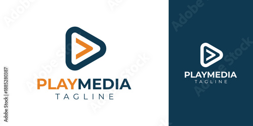 Play Media Logo with Creative Concept Idea Vector Design