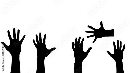 Silhouette Hands Reaching Upwards Towards the Sky.