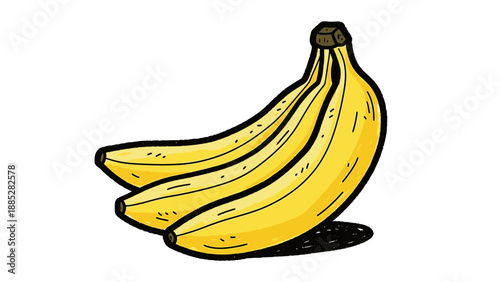 Vibrant Yellow Bananas Fresh Fruit Healthy Snack Illustration.