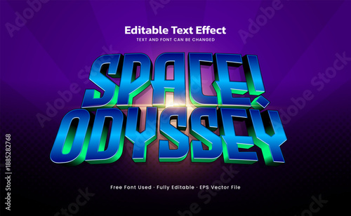 Space Odyssey Editable Text Effect – Futuristic Sci-Fi 3D Typography for Title, Logo, and Poster