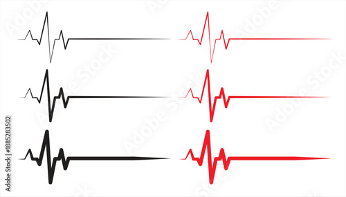 Black and red heartbeat line icon, eps 10 on white background, Vector illustration.