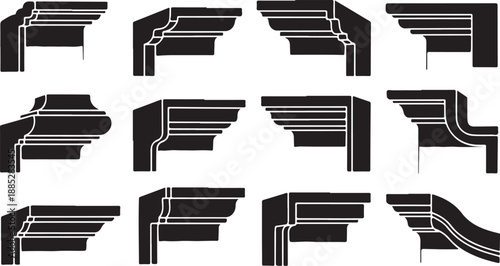 Staircase designs with various shapes and black outlines collection