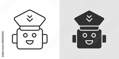 Robot Pilot Icon representing AI powered aviation, autonomous flight control, and smart aerospace technology.