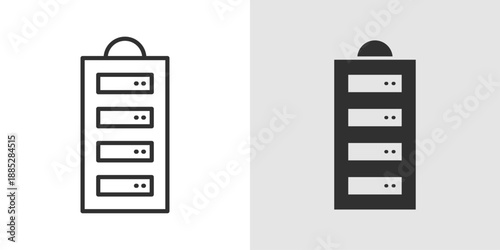 Server Rack Icon representing data centers, network infrastructure, cloud computing, and enterprise IT systems.